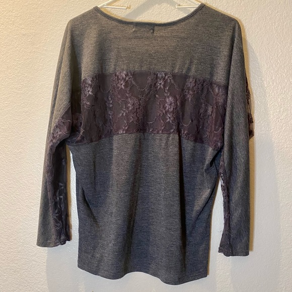 Love Tree Lace V-Neck Long-Sleeve Shirt - Picture 2 of 7